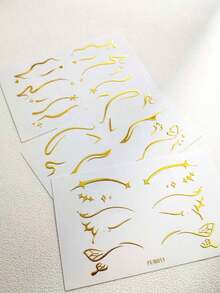 1 Sheets 3D Gold Eyeliner Sticker Facial Tattoo Sticker Body Makeup Music Festival Costume Party Eye Decoration - 金子 - 查看 9