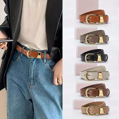 1pc Solid Color Casual PU Leather Fashion Women's Belt, Versatile For Jeans, Pants, Dresses, Comes With Gift Box