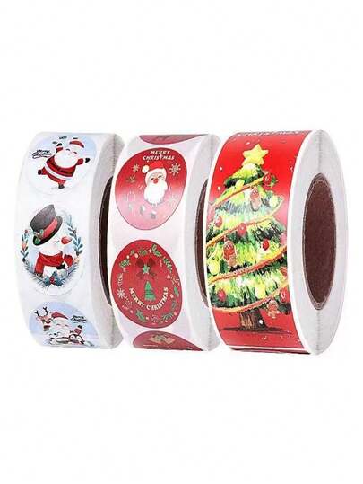 1 لفة من ملصقات الديكور المتنوعة للأعياد، ختم المظاريف، تغليف الهدايا، فن ملصقات الأطفال، بابا نويل، ملصقات ديناصور، ملصقات ديكور المنزل (التسليم عشوائي)