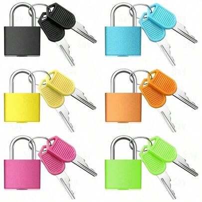 行李锁挂锁，彩色塑料外壳，锌合金材质，带钥匙，迷你彩色锁，适用于背包、健身房储物柜、行李箱、教室配对游戏等。锁钥匙，金属挂锁，密码锁，海关锁，行李箱锁，旅行商务出行必备，保护您的财物安全，防盗便携。