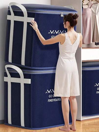 Large Capacity Thick Bedding Storage Bag, Moisture-Proof Clothes Organizer Box, Suitable For Seasonal Change And Moving, Foldable Storage Bag For Blankets, Quilts And Clothes - Durable Polyester Material, Sturdy Zipper Closure, Perfect Home Organization Item,Storage Organizer,Travel Essential