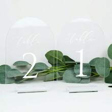 1 Set Acrylic Wedding Table Number Cards, Private Arch Table Number Place Cards, Suitable For Weddings, Engagements, Housewarming, Restaurants - Applicable For Various Holiday Parties, Transparent Seat Markers With Stands, Suitable For Party & Banquet Decorations - Multicolor - View 2