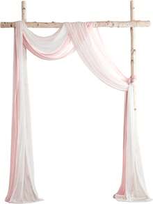 1件/118英寸-9.83英尺缎面背景幕布，不透明缎面布料垂幔，摄影背景，适用于婚礼、订婚仪式、舞台装饰、新娘送礼会、周年纪念派对、生日派对、情人节派对、万圣节派对、万圣节房间窗帘装饰（粉色和白色） - 粉紅色系 - 查看 5