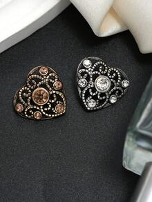 10颗/套 复古镂空心形水钻金属纽扣，优雅装饰外套、毛衣、皮草、西装、开衫、花束、手提包、DIY配饰 - 彩色 - 查看 7