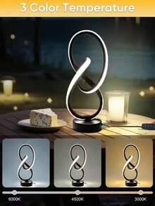 Lámpara de escritorio espiral de aluminio artística y regulable en 3 colores, adecuada para lectura, estudio y trabajo | Diseño minimalista moderno, decoración del hogar, iluminación de dormitorio, estructura de metal duradera, botón USB - Multicolor - Ver 2