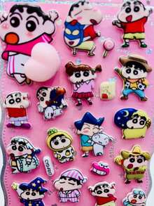 蜡笔小新 Gukha，Coquette，Y2K 主题贴纸，可重复使用/自粘，甜美少女风，极简美学，蝴蝶和动物图案 - 彩色 - 查看 6