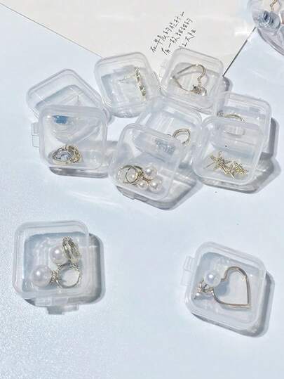 20pcs Transparent Jewelry/Earplug Storage Box, Gender Reveal Party Supplies, Perfect Gift For Birthday, Wedding, Party, Ideal For Coworkers, Friends And Family, Back To School Essential