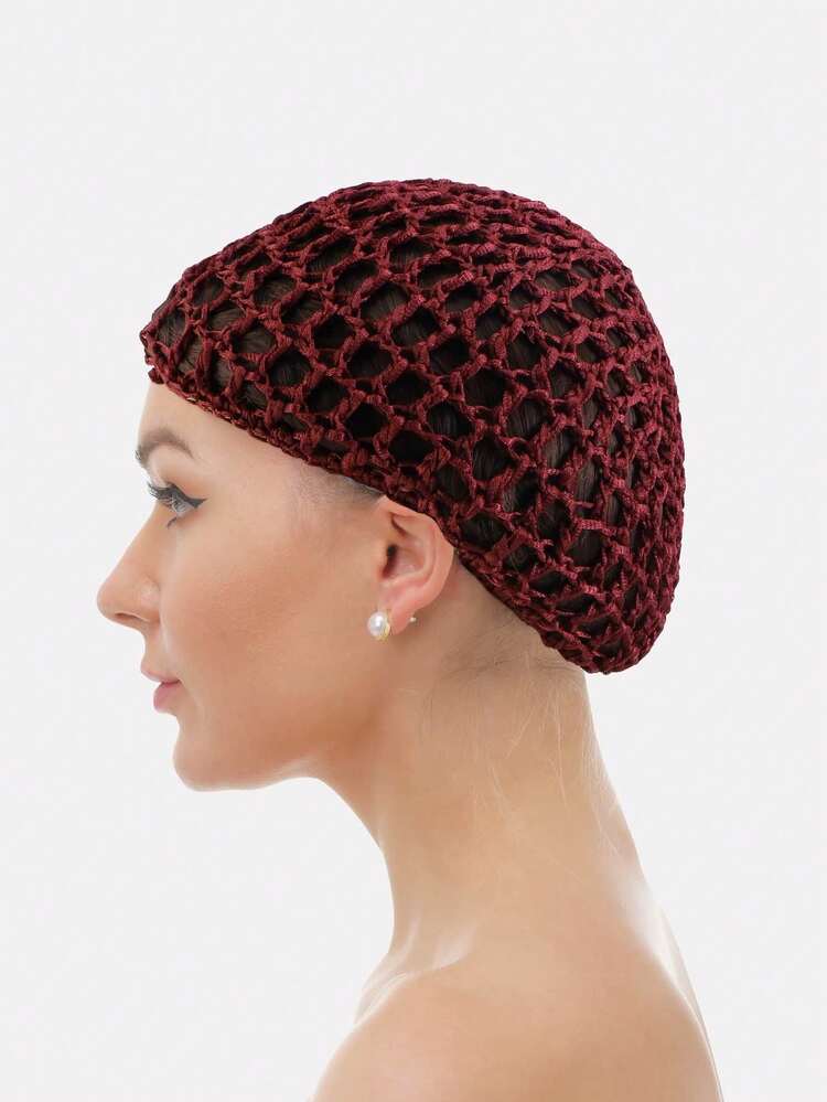 1 件手工钩针睡帽、长袍帽、发网、发饰适合万圣节日常使用 - 咖啡 - 查看 13