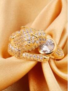 1pc Leopard Shaped Zirconia Inlaid Ring, Fashion Ring For Women - Ring - View 3