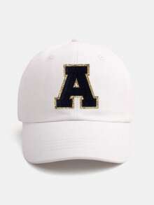 1PC Personalized Initial Letter Baby Baseball Cap (A-Z Options) - White Adjustable Daily Sun Hat For 3 Months To 2 Years, Toddler Cap With Brim - White - View 32