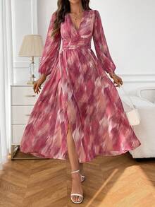 Casual Elegant Printed Long Dress For Women - Multicolor - View 5