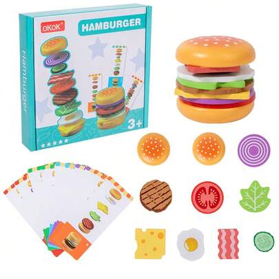 Đồ chơi hamburger thực tế cho trẻ em, đồ chơi nhận biết hamburger tự làm, phù hợp cho bé trai và bé gái, đồ chơi nhập vai, quà tặng sinh nhật/ngày thiếu nhi.