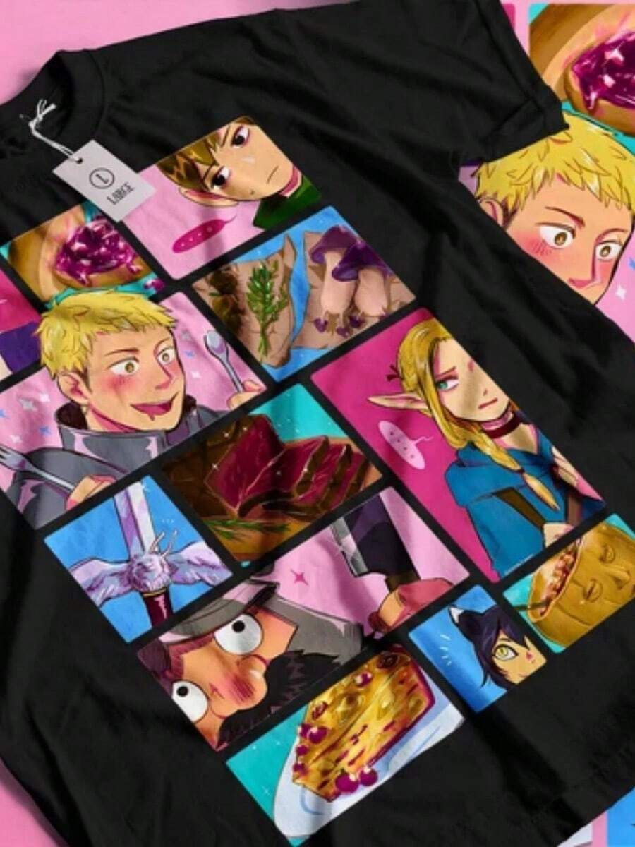Laios Touden Dungeon Meshi-Shirt Anime Vintage Special Unisex-Shirt 417 - màu đen - Xem 1