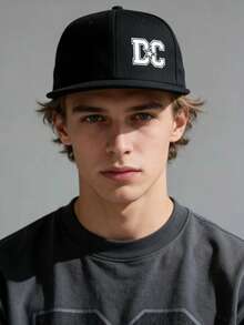 1pc Street Hip Hop Versatile DC Logo Print Flat Brim Baseball Cap, Adjustable Double Buckle, Comfortable Breathable Suitable For Daily Wear - Multicolor - View 5