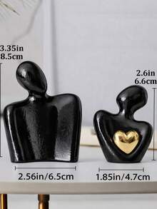 2个迷你情侣雕像（3.35英寸），白色树脂摆件，适合摆放在卧室架子上，是浪漫周年纪念日、婚礼和情人节情侣礼物的理想之选。