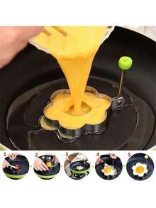 Stainless Steel Egg Rings, Round Omelette Mold, Breakfast Cooking Tool, Pancake Maker, Snack Maker, Ideal Gift For Valentine's Day, New Year, Mother's Day, Graduation, Kitchen Essentials - Multicolor - View 5