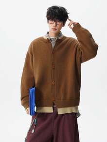 Men Cardigans - Brown - View 3