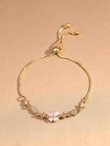 1 件时尚花瓣设计女士手链，简约女友礼物，独特个性化手链