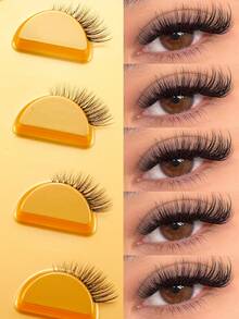 5 Pairs Soft & Natural Curl False Eyelashes With Straight Ends - Black - View 1