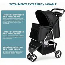 Carriola para Perro, Carriola para Mascotas con Cesta de Almacenamiento y Portavasos, Carriola para Gatos con Función de Freno, Carriola para Perritos, Gato y Conejo (Negro) & mascotas | perros | gatos. - por defecto - Ver 5