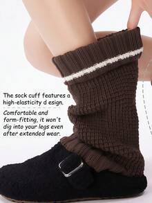 New Retro Ballet Style Warm Leg Warmers, Fashionable For Women, Classic Colors Suitable For Daily Wear, Autumn/Winter - Brown - View 5