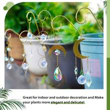 6 paquete de pequeñas enrejados para plantas en maceta de interior con atrapasoles de cristal de colores, atrapasoles de 8'' para decoración de plantas en maceta mini para ventana del hogar y jardín - Dorado - Ver 9