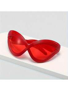 Y2K Fashion Show Style Women's Eye Frame - Bold Red Irregular Metal Hinge, Artistic Decorative Lenses, 6 Colors Available (Brown, Gold, Purple, Red, Black, Green) - Durable Fashion Accessories Women, Unique Piece, High-End Design Glasses, Elegant Glasses, Essential Fashionable Women VLZZ - Màu đỏ - Xem 5