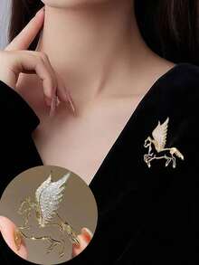 New Luxury Women's Brooch, High-End Vintage Rhinestone Horse Brooch Set, Fashion Accessory - Multicolor - View 3