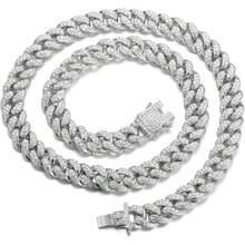 Halukakah - Men's 13mm Miami Style Gold Cuban Link Chain, 18K  Plated/Platinum White Gold Finish, Full Set Of Diamond Cut Prongs, 38174490 - 銅色 - 查看 1