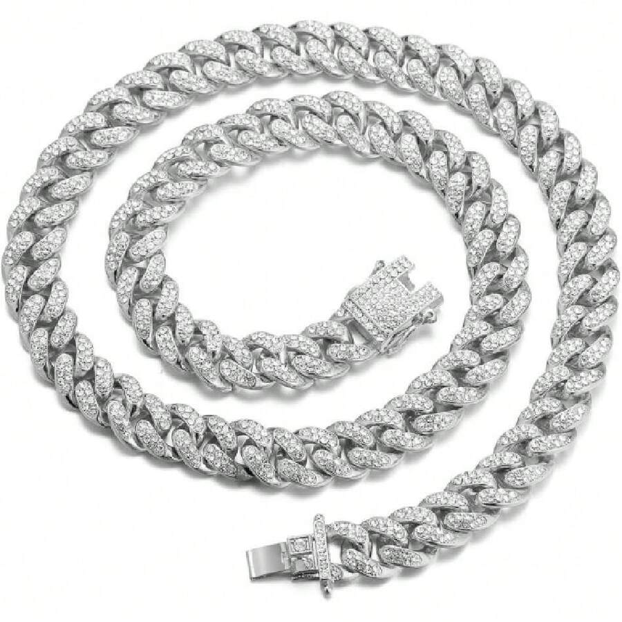 Halukakah - Men's 13mm Miami Style Gold Cuban Link Chain, 18K Plated/Platinum White Gold Finish, Full Set Of Diamond Cut Prongs, 38174490 - 銅色 - 查看 1