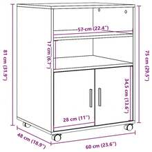 vidaXL Armoire à roulettes chêne fumé 60x48x81 cm ingénierie du bois - Tabac - Voir 10