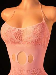 1 pieza Lencería sexy para mujer Bodystocking de malla de red, Medias de encaje - Rosa - Ver 5