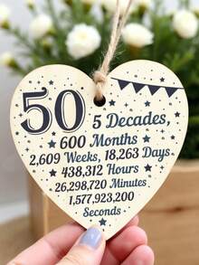 1 Peça Presente de Aniversário para Filhas/Filhos/Casais, Placa de Coração de Madeira, Decoração de Festa, Artesanato, Ornamentos, Decoração de Cena, Presente Ideal para Melhores Amigos, Decoração de Festa de Feriado (Com Corda) - Multicolorido - Visão 18