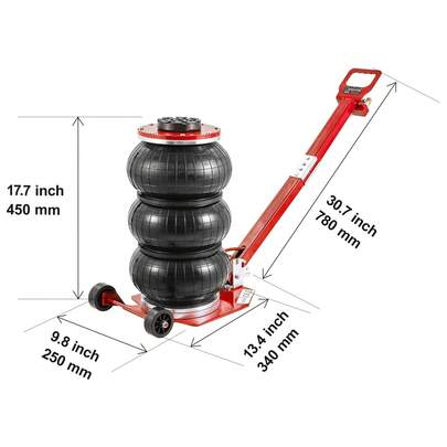 Gato neumático SucceBuy de 3 toneladas/5 toneladas, gato de aire de triple bolsa, elevación rápida, gatos de reparación de automóviles de alta resistencia, gatos de varilla plegables con dos ruedas