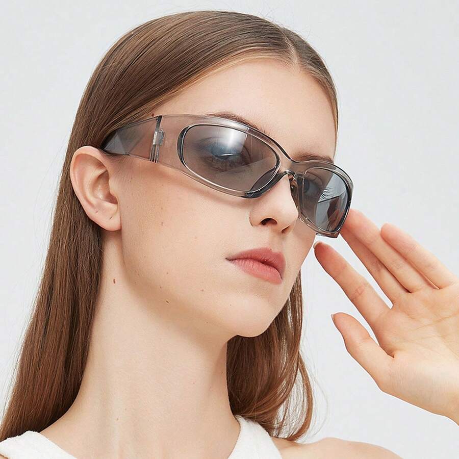 1件 女士时尚优雅高端街头风时尚眼镜 - 透灰 - 查看 1