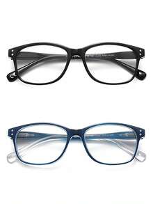 Progressive Multifocus Reading Glasses For Men Women Blue Light Readers Spring Hinge No-Line Near Range 2-Pack - 透明 - 查看 3
