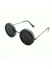 Coralin Buttonhole Glasses - Tim Inspired Iconic Eye Design With Expressive White Lenses And Black Frame - Comfortable Role, Halloween, Theme Party Costume Accessories - Officially Inspired Coralin Movie Glasses Q6GJ - Black - View 5