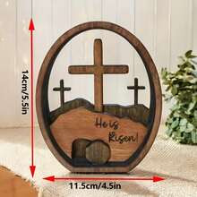 1 Piece Empty Tomb Easter Scene And Cross 3D Decoration, Wooden Easter Resurrection Scene Cross Jesus Tomb Tray, Jesus Nativity Scene Decoration Suitable For Religious Home Office Desktop. - 14公分*11.5公分/5.5吋x4.5英寸 - 查看 4