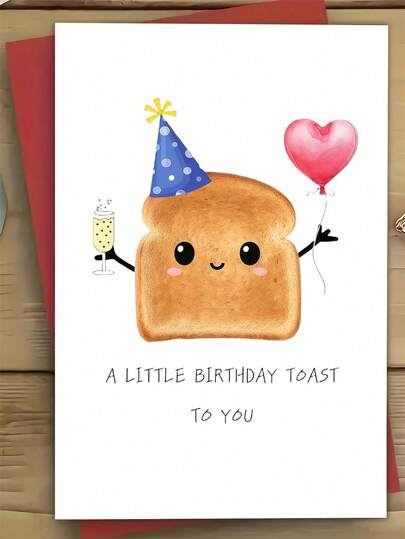 1pc Bread Greeting Cards | Funny Birthday Greeting Cards | Birthday Cards | "A LITTLE BIRTHDAY TOAST To YOU" Cards - The Best Birthday Card For Your Son/Daughter/Friends