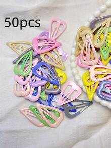 50个混色心形发夹，侧夹式儿童发饰，颜色随机 - 彩色 - 查看 7