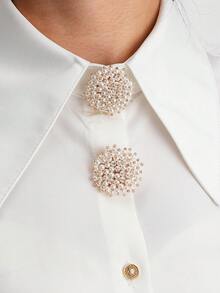 2 Pieces Button Cover For Shirts, Cute Faux Pearl Cufflink Cover, Hand Woven Beading Buckle Clip, Suit, Tailcoat, Shirt Decoration Buttons, Collar Clip, Shiny Button Cover, Suitable For Daily, Party And Wedding Clothing Fashion Decoration Cufflinks, Valentine's Day Gifts