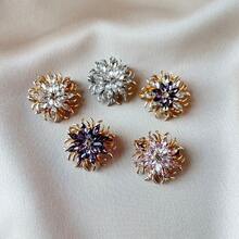 1pc Shiny Casual Zinc Alloy Flower Brooch, Suitable For Women To Wear Everyday In Spring, Summer, Autumn And Winter - Multicolor - View 2