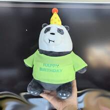 WE BARE BEAR 用这款可爱的 20 厘米 Bare Bears 毛绒玩具（冰熊、灰熊、熊猫）庆祝您孩子的生日吧！ - 彩色 - 查看 8