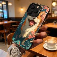 Funda de Teléfono Perro Corgi Blanco Patrón de Flor de Cerezo Para iPhone 14 13 12 11 Pro Max y  Galaxy S23 S22 S21 S20 Opción de Regalo Ideal para Todas las Estaciones - Plateado - Ver 3