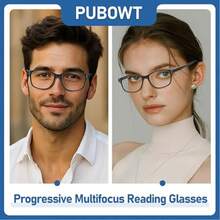 Progressive Multifocus Reading Glasses For Men Women Blue Light Readers Spring Hinge No-Line Near Range 2-Pack - 透明 - 查看 8