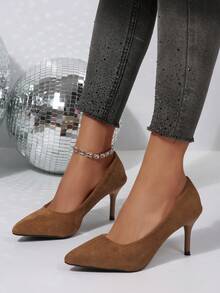 2026 Spring New Women's High Heel Pumps, Fashionable Minimalist Casual Lightweight, Solid Color Elegant Versatile Ladies' New Style - màu nâu - Xem 3