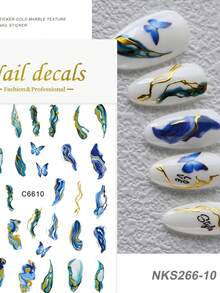 1Pc Nail Art Stickers Abstract Marble Pattern Lines 5D Adhesive Sliders DIY Nails Polish Manicure Sticker Decals - Multicolor - View 11