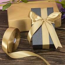 22m Satin Ribbon For Wedding Decoration, Flower Packaging, Bow, Gift Box, Satin Ribbon, Silk Ribbon, Flower Gift, DIY Bow, Silk Ribbon - Gold - View 12