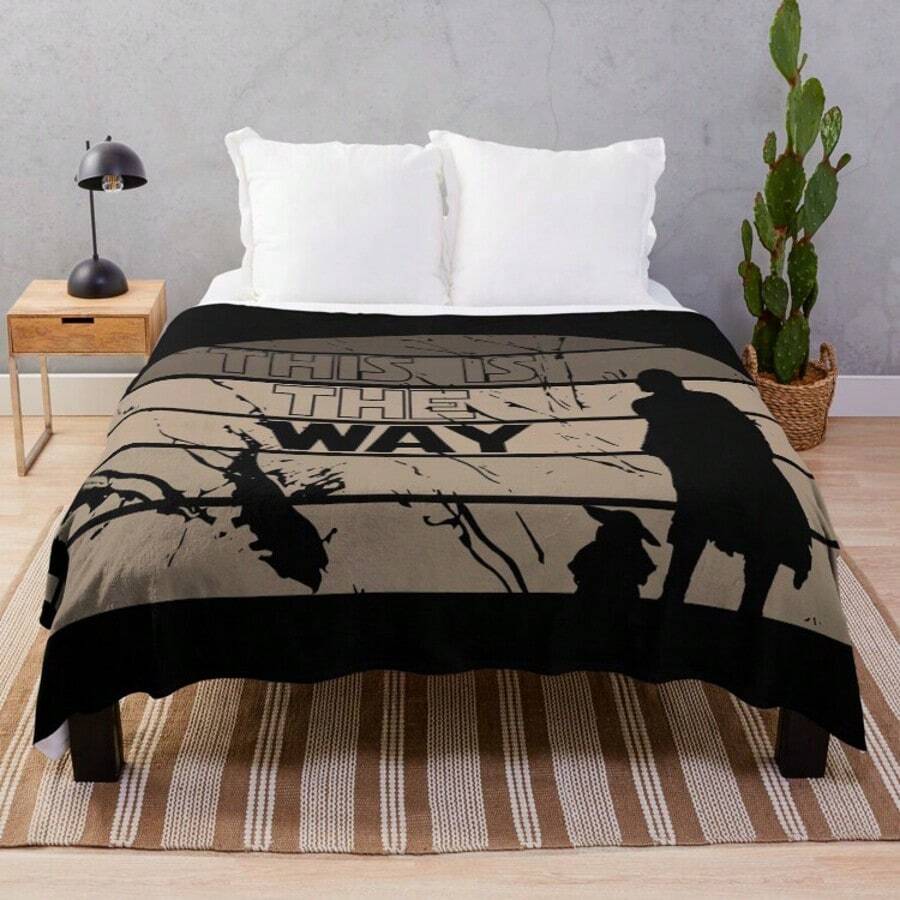 This Is The Way M A N D O Throw Blanket - Ultra Soft Flannel Blanket For Couch, Bed And Sci-Fi Decor, Bold Typographic Mandalorian Design, Cozy Lightweight Gift For Fans And TV Series Lovers - Main Image Color - View 1