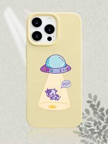 Cute Alien UFO Cow Print Phone Case, Compatible With IPhone 17/16/15/14/13/12/11 Series, Skin - Friendly Touch, Shockproof & Scratch - Resistant, New Stylish Design, Adorable Cartoon Style Protective Cover For IPhone Lovers - màu đen - Xem 5